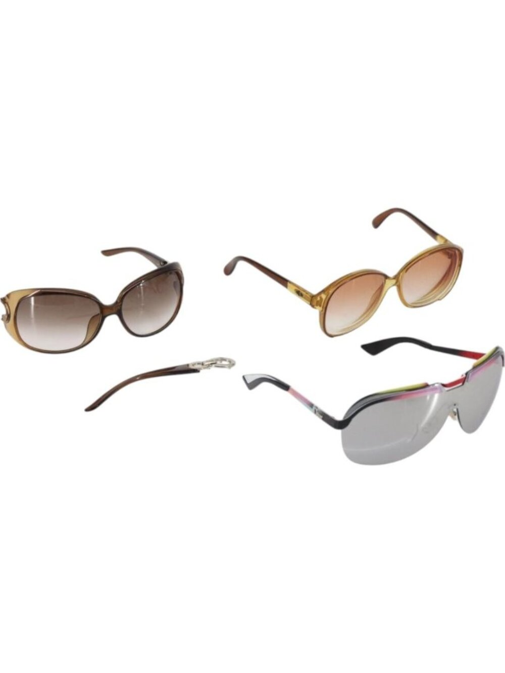 Christian Dior Sunglasses Plastic 3 Set Brown Black